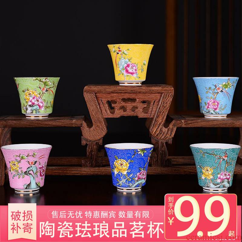 Into this monkey colored enamel porcelain teacup master cup single cup big fair sample tea cup tea cup white porcelain, kung fu tea set
