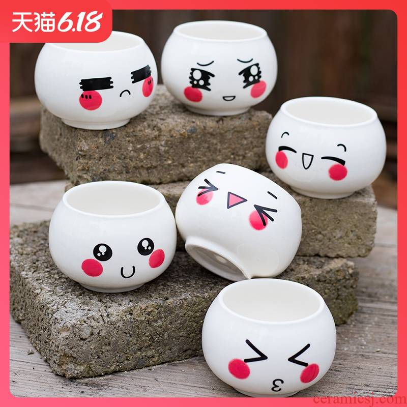Creative move ceramic express cartoon of flowerpot primer mini combo kit expression more meat meat meat small potted the plants