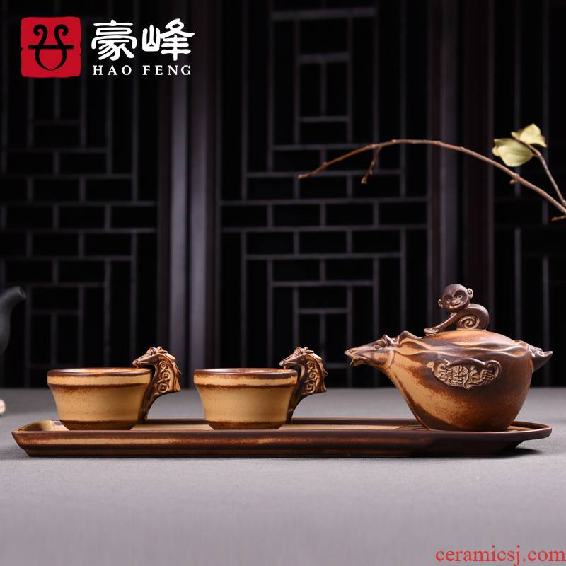 HaoFeng clay pot of two cups of a dry tea set tea service of a complete set of kung fu tea set ceramic gift set tea service