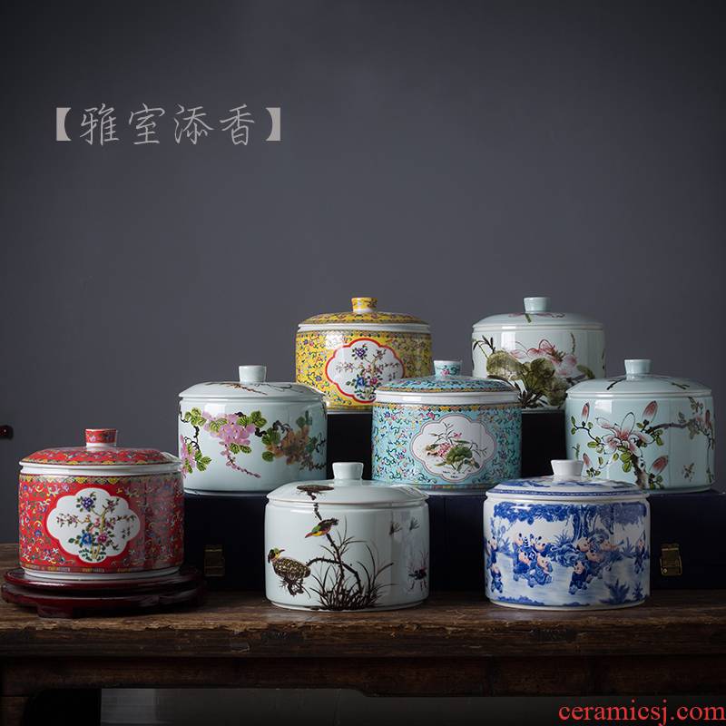 Jingdezhen ceramic tea pot seal moisture puer tea storage jar large tea snack jars with cover