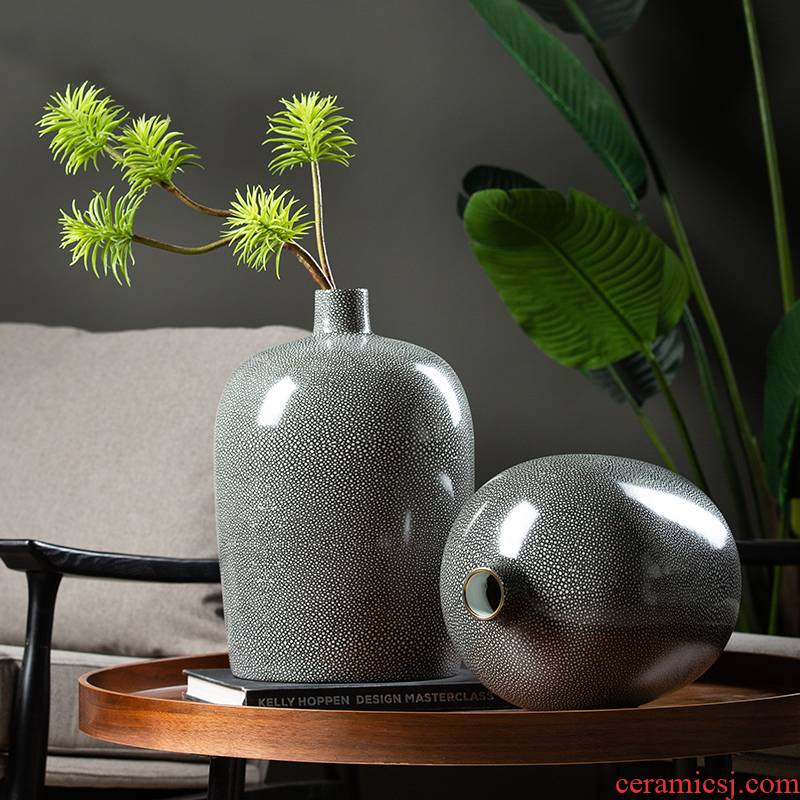Light much creative modern furnishing articles circular pot - bellied vase household contracted sitting room ceramic flower arranging dried flower decorations