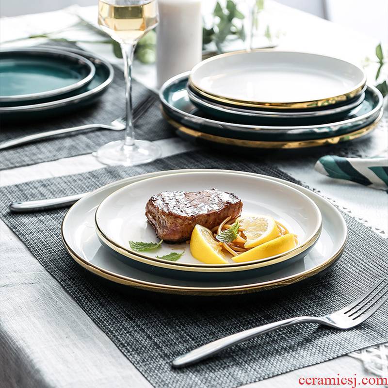 Steak knife and fork light tableware ceramic plates as west home to Philippines sets of key-2 luxury European Steak ins dinner plate plate