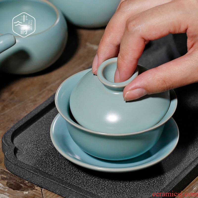 Hand your up tureen thickening heat - resistant ceramic cups large three to porcelain bowl tea bowl of kung fu tea set