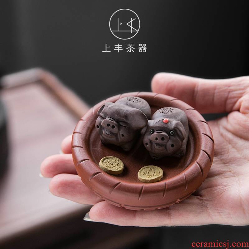 Pet feng yixing purple sand tea to keep on hand purple clay blessing pig lie prone to lie prone to the pig zhu mud fu tea play furnishing articles