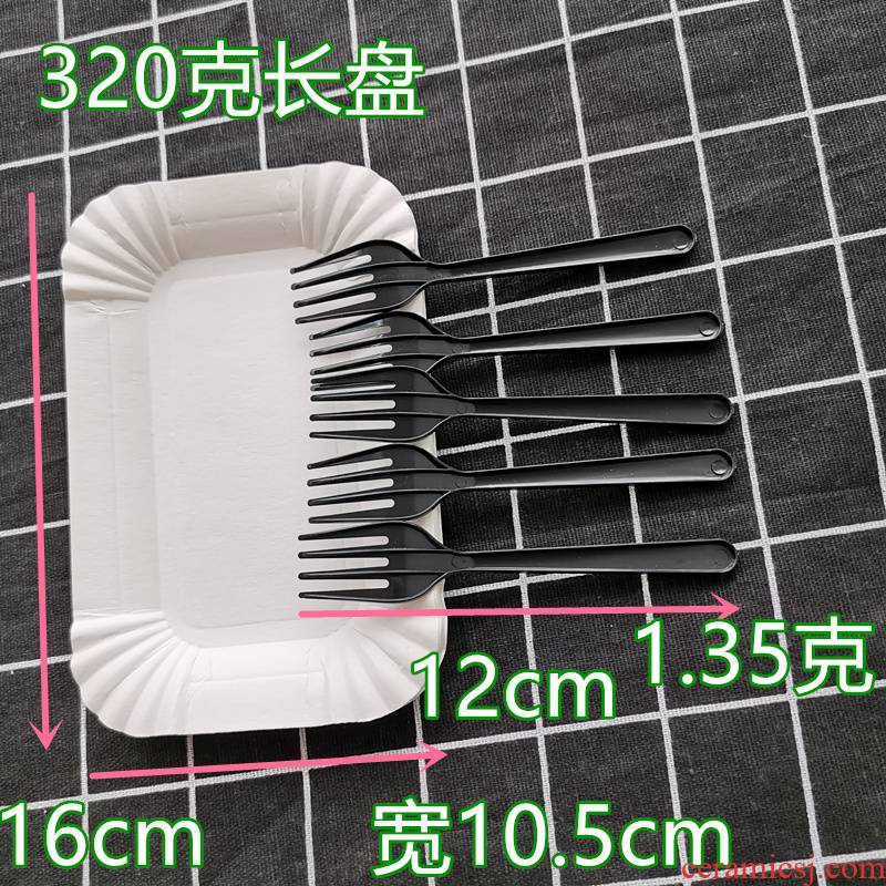 Paper knife and fork dish cake plate tableware birthday suit dish fork combined in one manual one - time 60 sets.