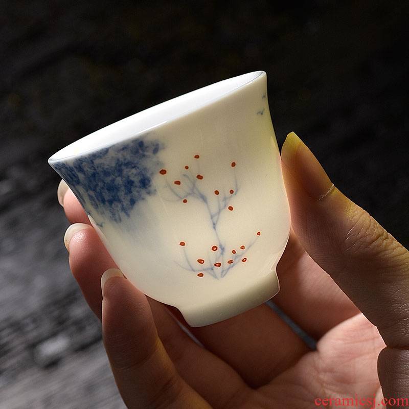 Morning high ceramic hand - made master cup home small master kung fu tea set a single tea cups of tea cup single CPU