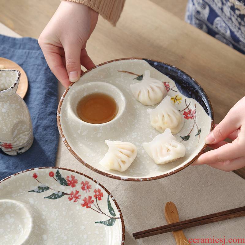 Japanese dumplings dribbling vinegar dish under glaze color porcelain tableware square creative cold dish dish dish dish dish