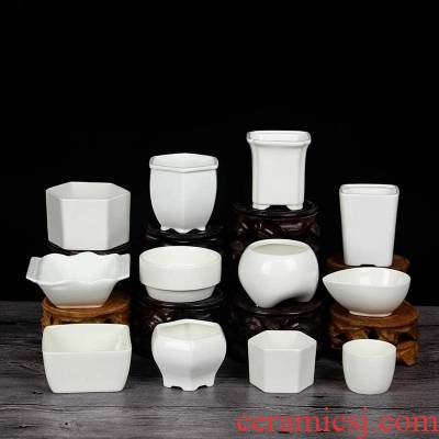 Ceramic pot fleshy the plants flower pot, square, triangle rectangle contracted white size micro landscape kind of flower pot