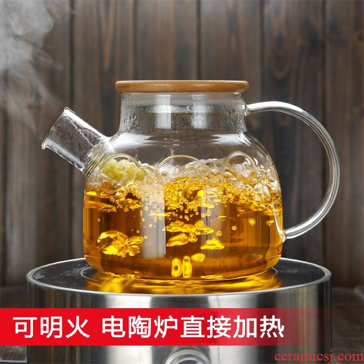 Induction cooker cool tea kettle boil tea container kettle large glass teapot easy lazy thickening heating