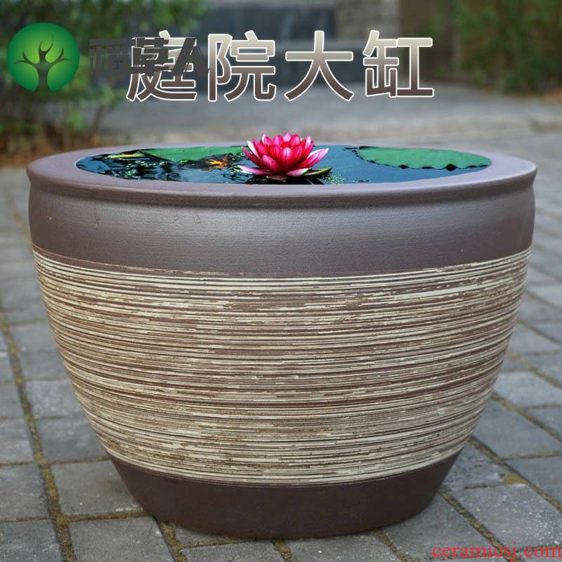 Water lily lotus basin cylinder tank cycas bonsai pot plant trees large flower pot king garden ceramics large clearance