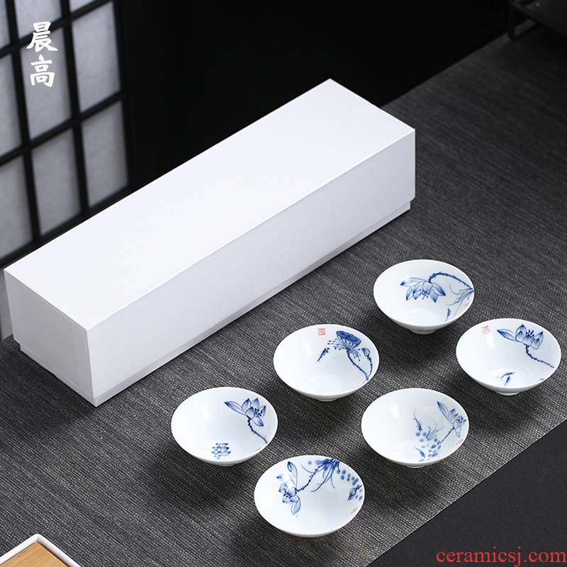 Morning high ceramic hand - made kung fu tea cups 6 young master cup tea light hat cup sample tea cup bowl