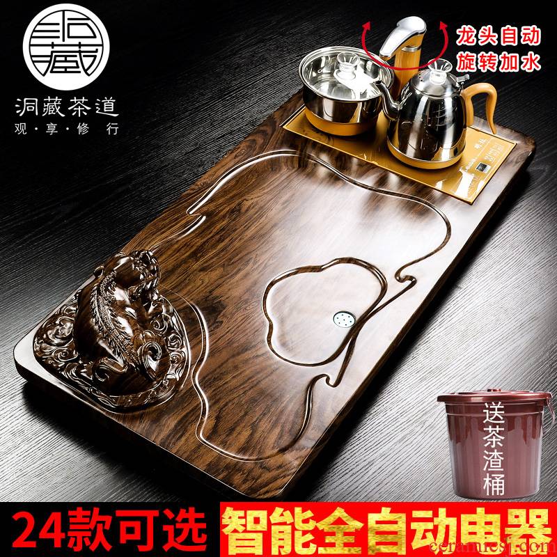 In building household automatic solid wood one tea tray was set tea service contracted tea mixture electric magnetic oven tray