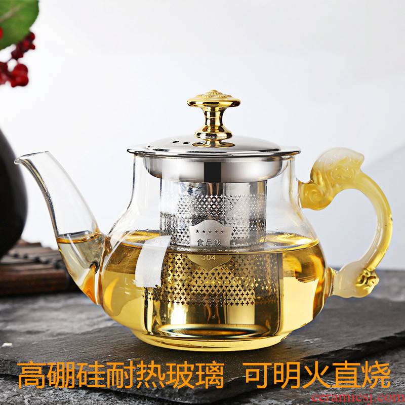 Thickening of the heat - resistant high - temperature flame glass tea pot induction cooker stainless steel cooking pot home office flower tea