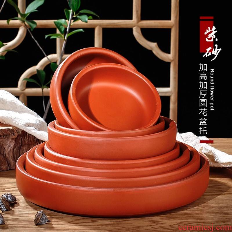 Violet arenaceous tray meaty plant flower pot mobile big tray after ceramic chassis circular disc pad plate tap water