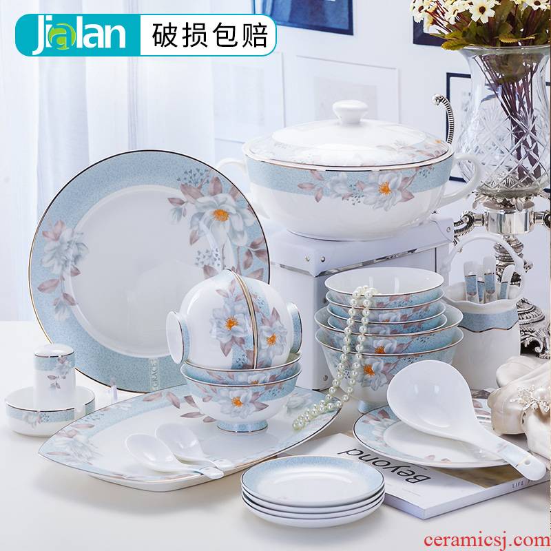Garland 56 ipads porcelain tableware suit ceramic dishes dishes suit combination of household chopsticks to use bowl dish