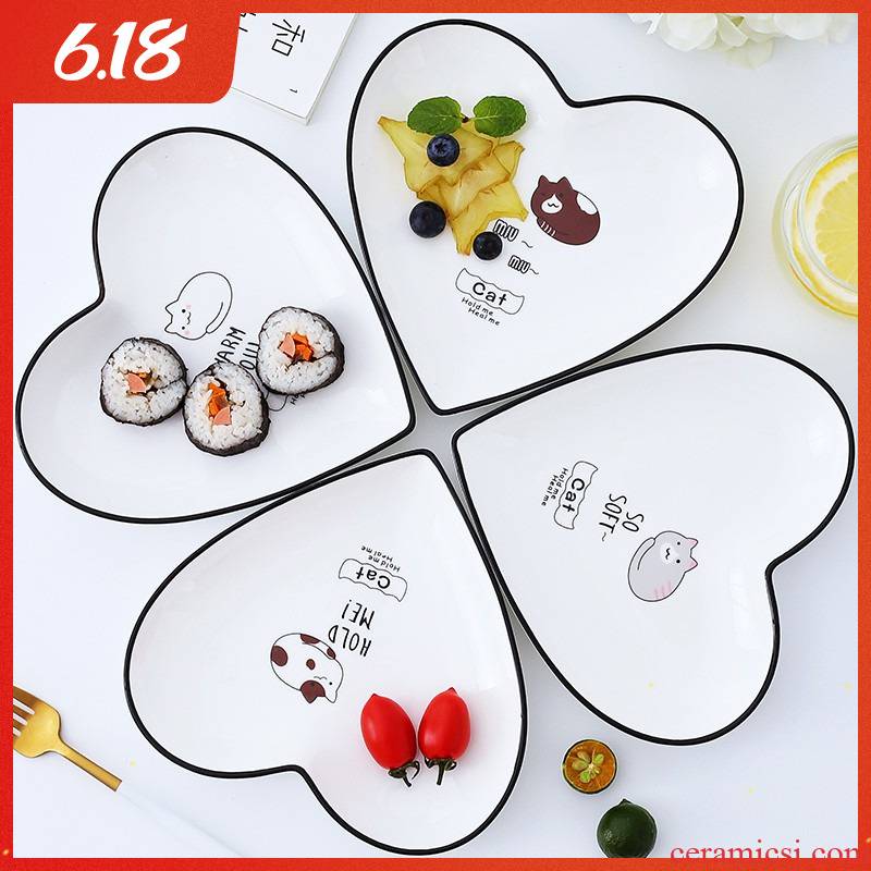 Ins web celebrity creative ceramic plate of northern wind love breakfast tray was lovely fruit dried fruit cake plate dessert plate plate