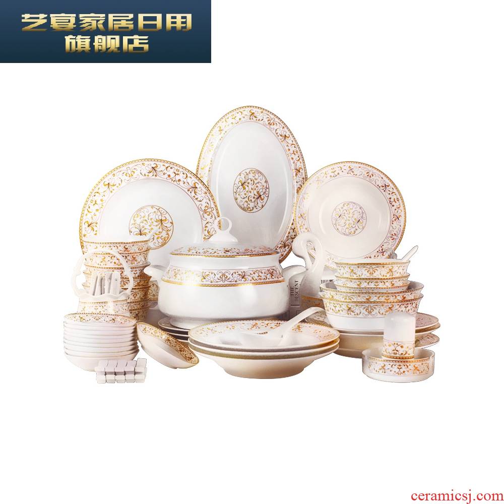 3 pb jingdezhen ceramic tableware suit European dishes home eat rice bowl Chinese bowl dish bowl chopsticks ipads China
