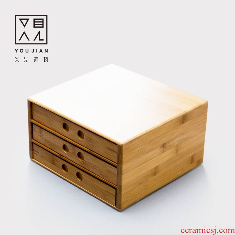 The creation of three And the layers of pu - erh tea tray box points reward to serve tea to the open bamboo tea tray tea accessories package mail box