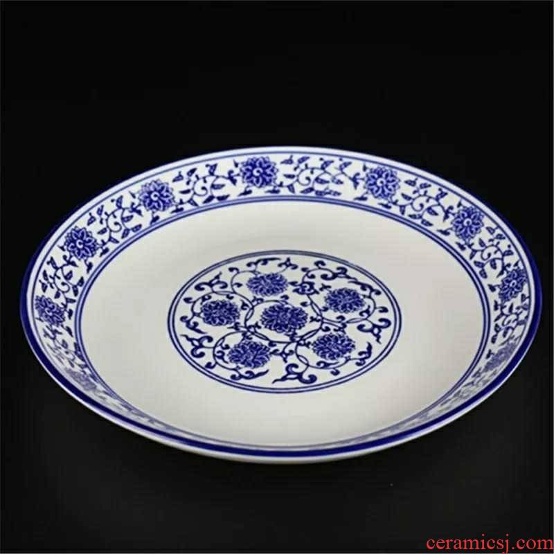 Law school shallow disc branch lotus archaize hotel tableware ceramic plate of 5 small dishes to 18 inches of cold dishes snacks blue B,