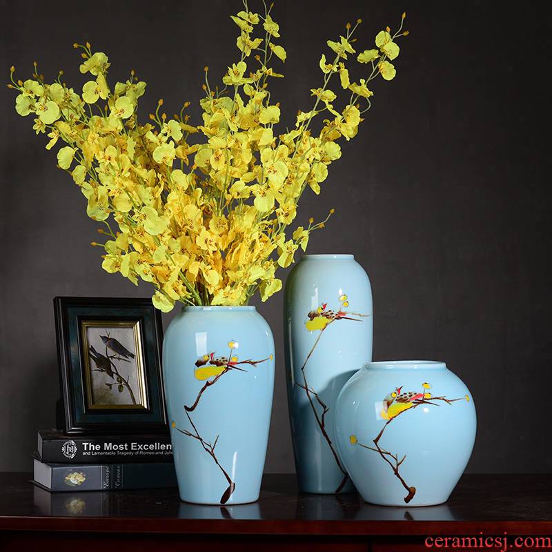 Beaming sitting room ins small fresh Chinese hand - made ceramic vase flower arranging dried flowers lucky bamboo vase furnishing articles