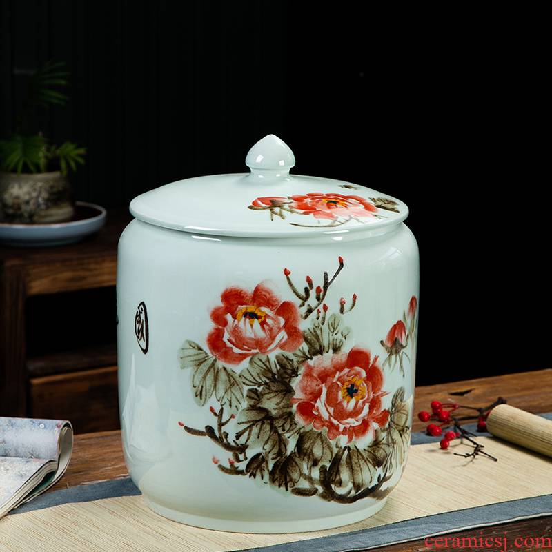 Jingdezhen ceramic barrel tank 20 jins 30 jins the loaded with cover seal storage tank moistureproof insect - resistant hand - made m barrels