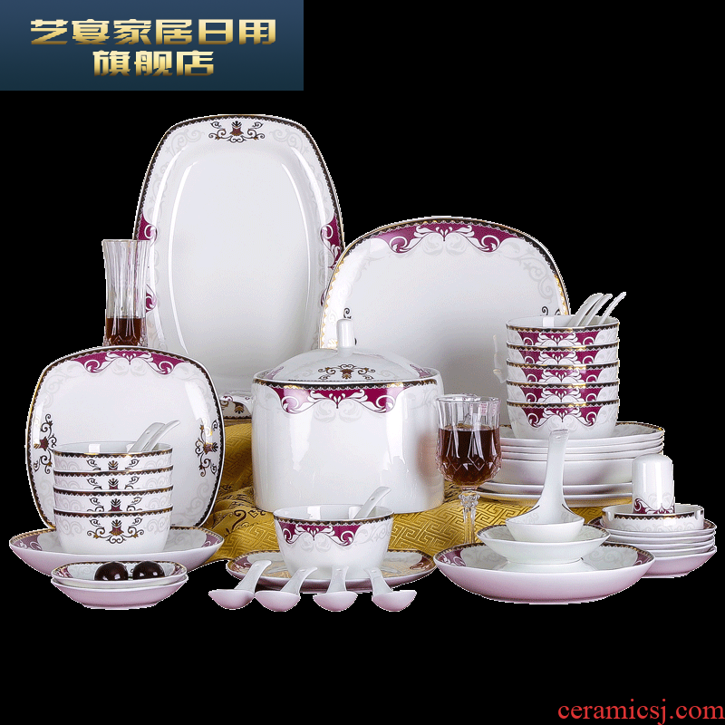 3 PLT jingdezhen ceramic tableware suit to use chopsticks dishes home European ipads bowls disc suit household