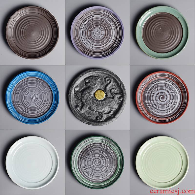 Ceramic tray was circular household contracted creative move desktop green plant pot basin water pans flowerpot tap is special