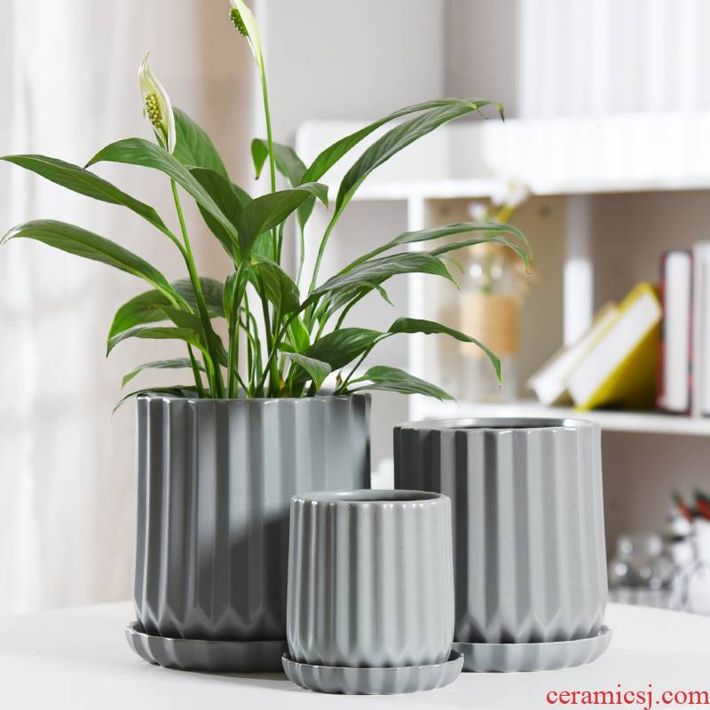 Flowerpot ceramic contracted white Nordic style take tray other orchids green plant most creative move, the flower pot