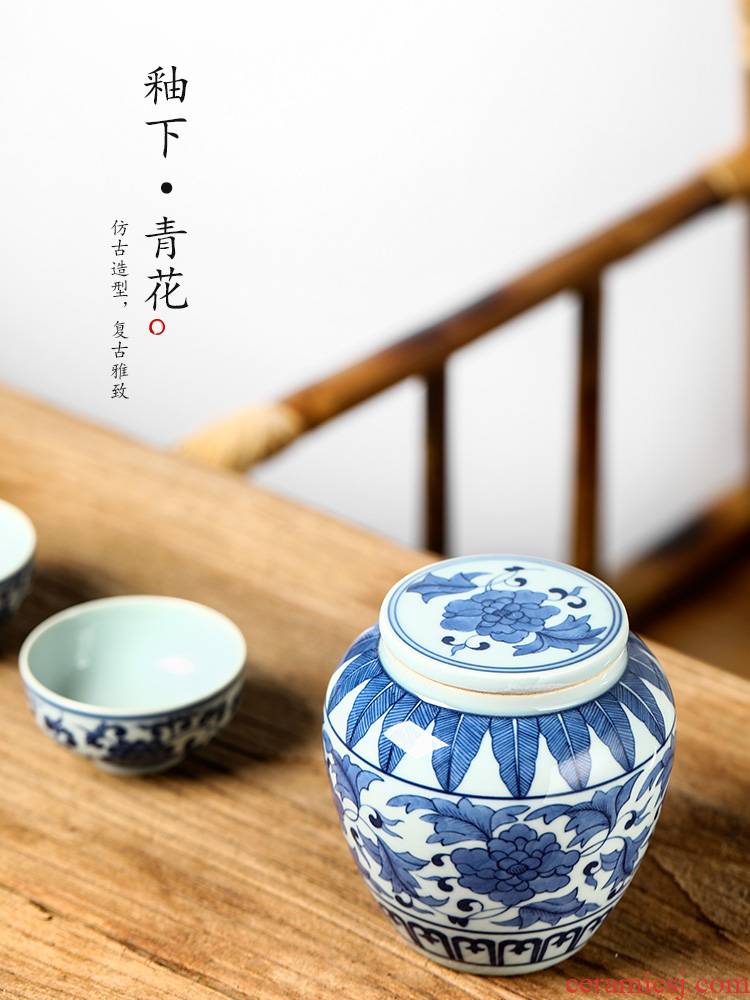 Caddy fixings jingdezhen porcelain hand - made ceramic pot antique store tea as cans restoring ancient ways the receive a box of tea accessories