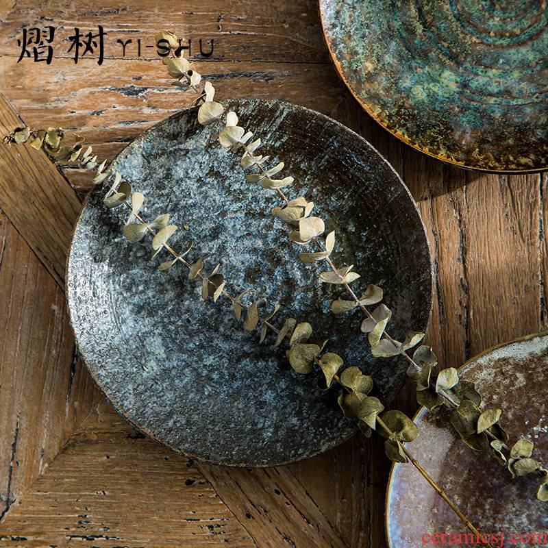 Plate ins wind manual coarse pottery dishes dishes suit fruit bowl dish restoring ancient ways suit household tableware suit