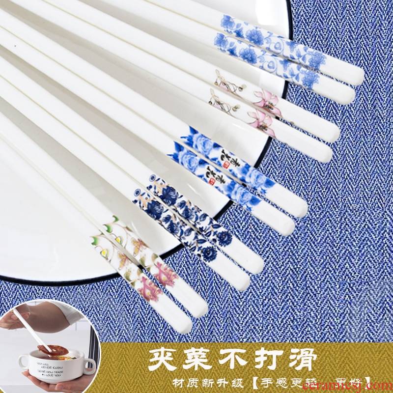 Implicit artisan chopsticks slid out household of Chinese style ipads five pairs of jingdezhen porcelain chopsticks tableware