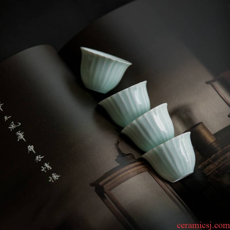 Vegetation school ceramics shadow green tea Japanese single CPU personal cup master cup sample tea cup kung fu tea tea bowl