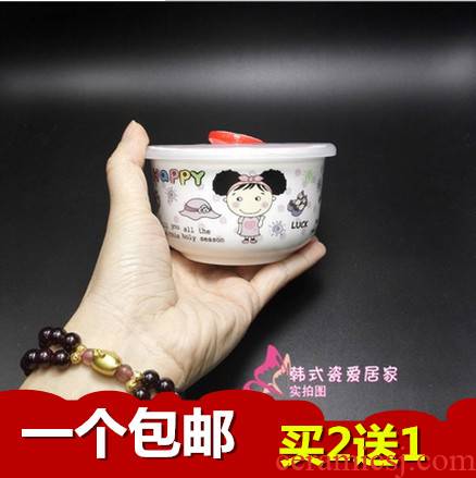 Small ipads porcelain ceramic preservation bowl with cover with sealing cover a single microwave rainbow such as bowl bento lunch box mercifully