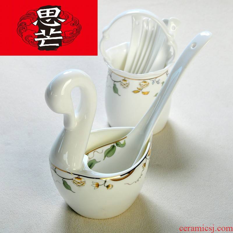 Thinking mans ceramic champs elysees Korean tableware swan, flower basket cage frame spoon tube creative kitchen receive chopsticks cage chopsticks