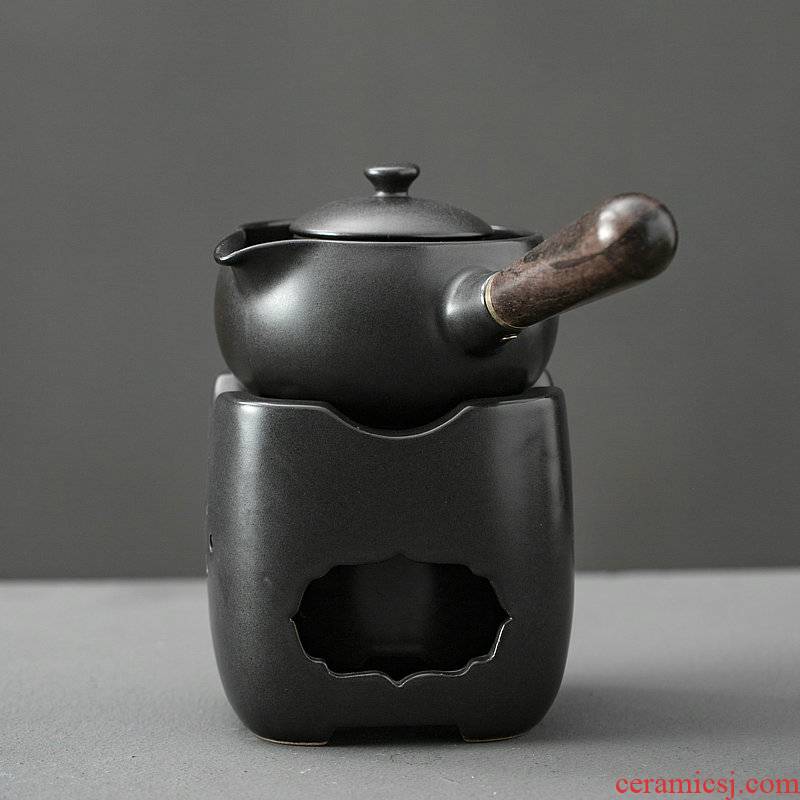 Japanese charcoal'm black pottery teapot zen side put the pot of boiled tea, the electric TaoLu who mandarin orange, white tea pu 'er large base