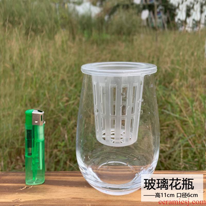 A hydroponic plant vase transparent glass container water raise creative Chinese style flower ceramic flower pot desktop vessels