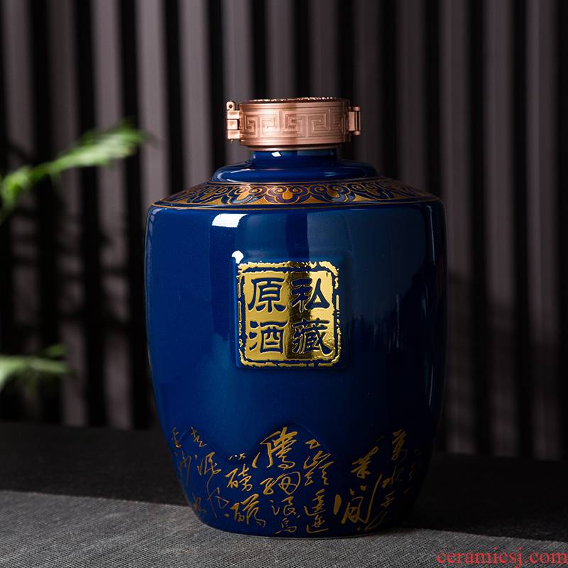 Wine jars 5 jins of jingdezhen ceramic household seal put empty bottles hip mercifully Wine canned white Wine utensils
