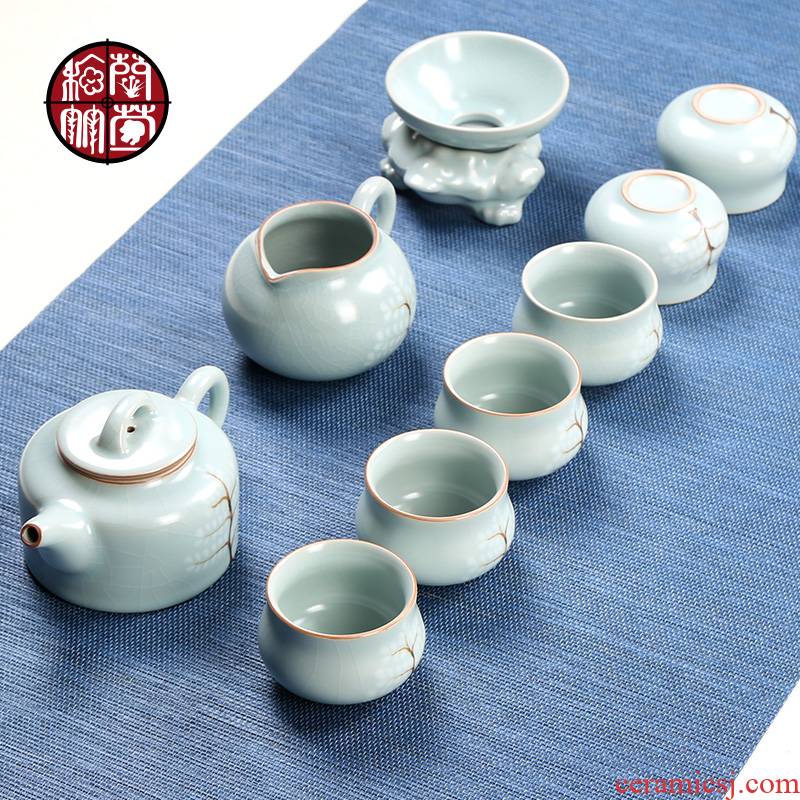 The porcelain tea set piece of ice to crack open your up can raise The from The days of a complete set of cyan a pot of six cups of tea