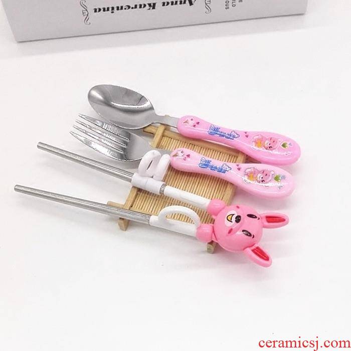 Training children chopsticks chopsticks girl baby tableware suit fork spoon, chopsticks combination children eat with the age of one and a half