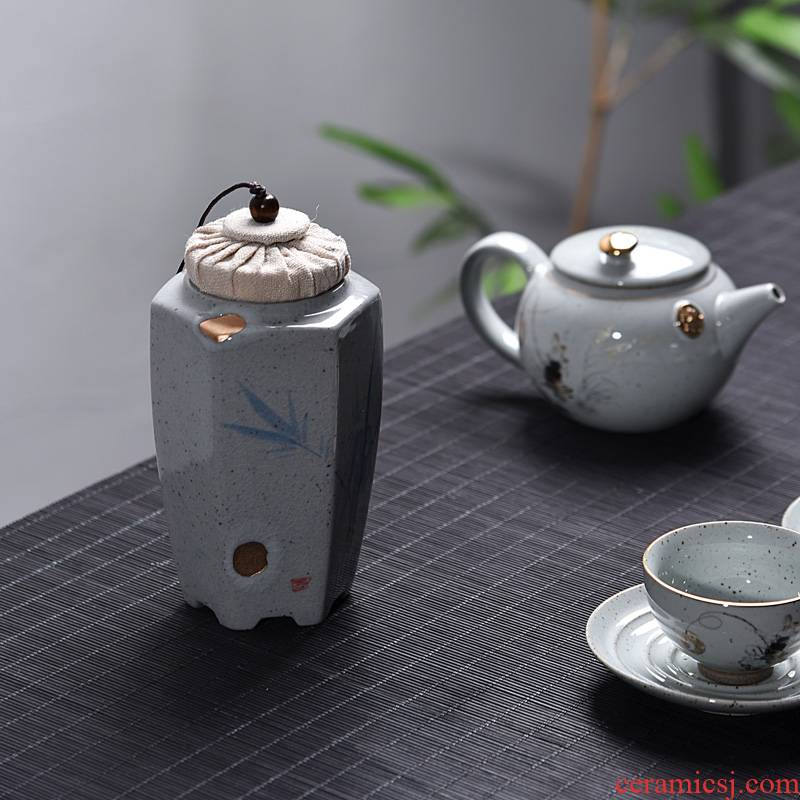 Into this monkey size seal black pottery store canned pu 'er tea box packing box ceramic tea pot