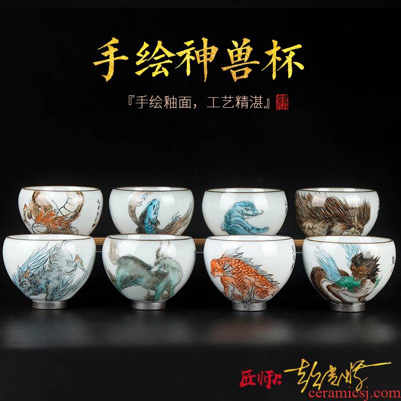 Artisan fairy Peng Guihui famous tea authentic hand - made teacup god beast master cup single CPU ceramic household personal cup