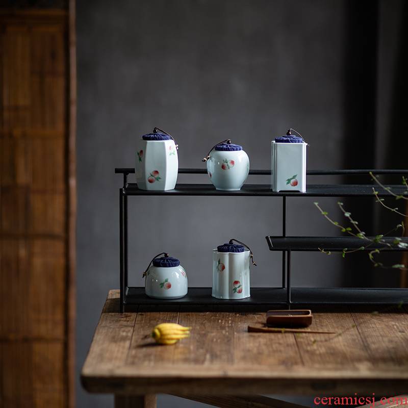 Vegetation school hand - made ceramic tea pot seal storage tanks, small tea POTS and tea pot kung fu tea storehouse