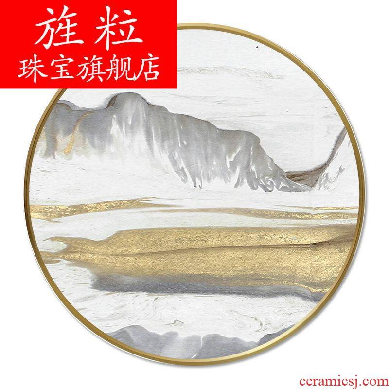 Fi crystal porcelain round box and hang a picture of the new Chinese style innovative restaurants teahouse crystal porcelain painting the sitting room, bedroom light much background wall