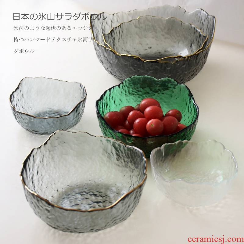 Japanese hammer glacier transparent glass bowl up phnom penh large glass bowl tip fruit and vegetable salad bowl tea wash bowl of dessert