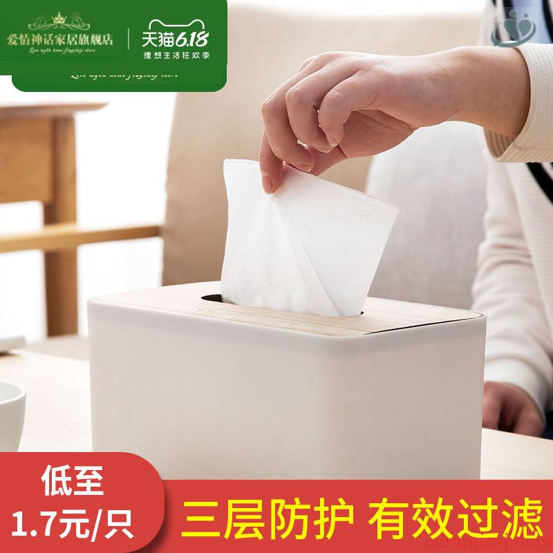 Solid wood cover tissue box creative paper suction box bedroom home European contracted sitting room tea table napkin paper carton