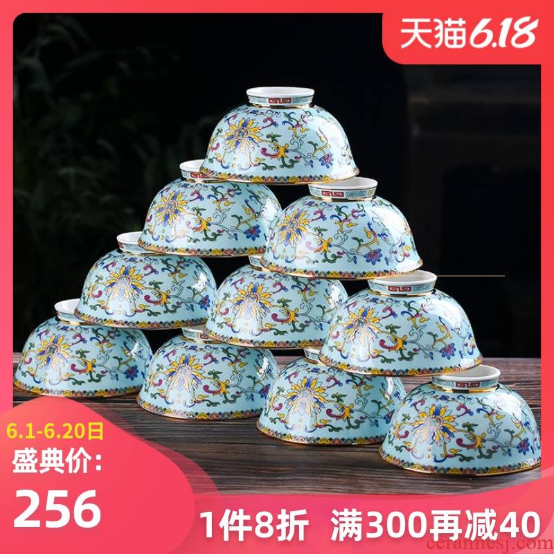 Jingdezhen ceramic dishes suit household meters tall foot job home a single bowl of 10-4.5 inch soup bowl