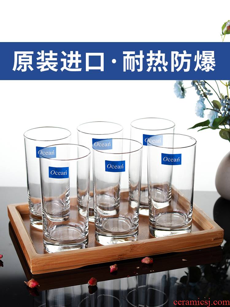 Ocean import household hot water transparent glass milk glass cups fruit juice cup 6 suit