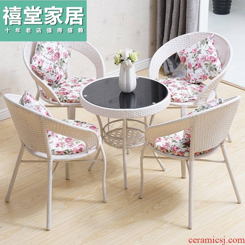 Small balcony chairs contracted toughened glass round tea table of the cane top service up leisure square modern tea tables and chairs