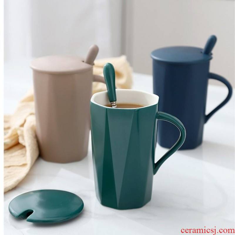 Nordic household glass ceramic mark BeiBei children male picking cups of coffee cup high - capacity contracted move trend