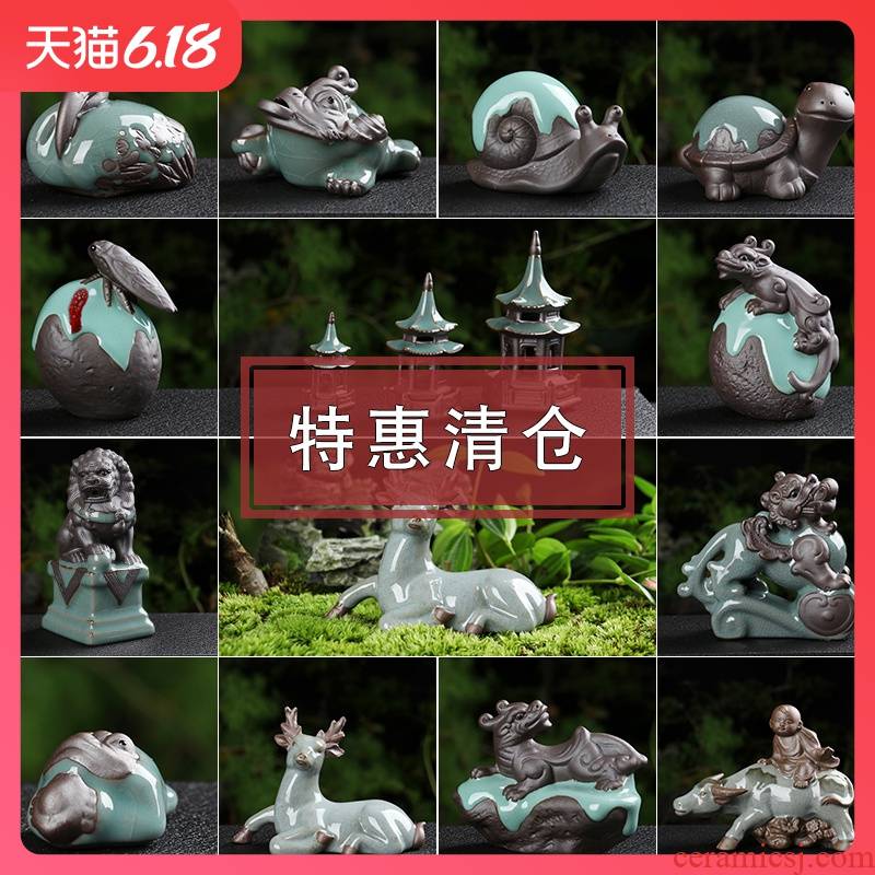 Creative, lovely brother ceramic up small tea pet boutique floret spoil the mythical wild animal tea pot on - board, furnishing articles package mail